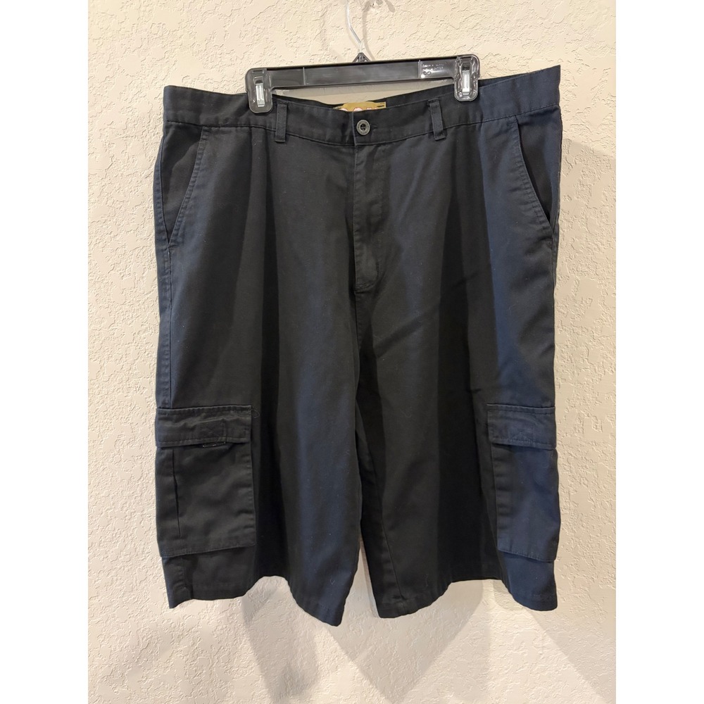 ROK Mens Black Cargo Shorts Size 40 Cotton Blend Utility Twill Workwear Relaxed